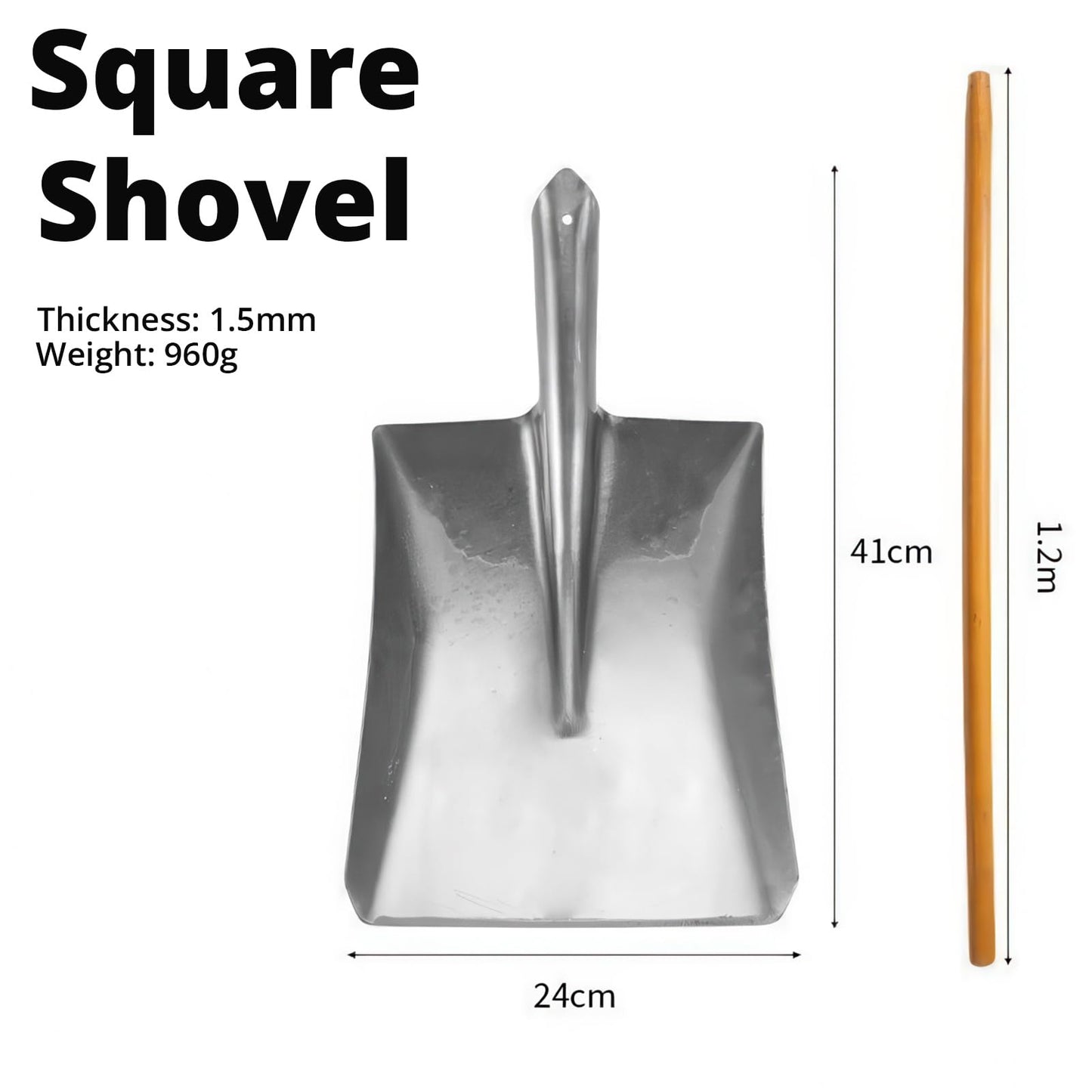 WY8 Ultimate Durability Shovel - Multifunctional Garden Shovel with Wooden Handle Heavy Duty Metal Shovel for Landscaping, Gardening, Contractor, DIY, Trenching, Outdoor Tasks (Square Shovel)
