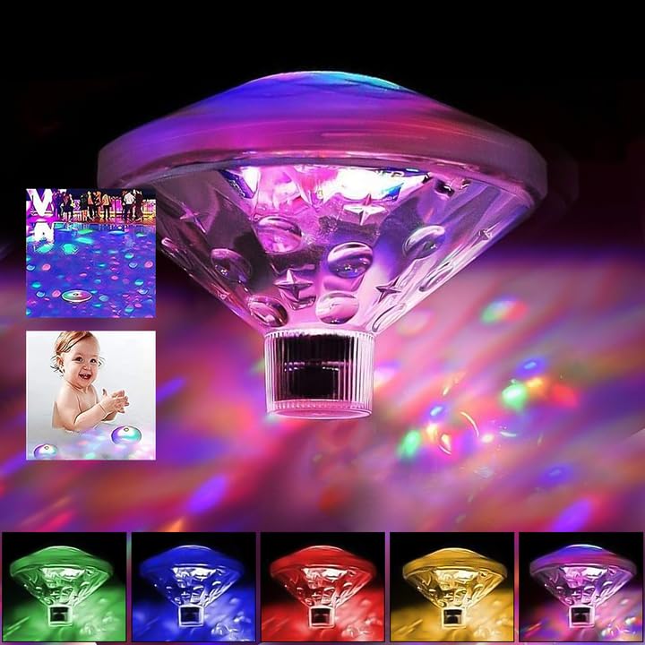 Esoes LED Bath Lights Corlorful Floating Pool Tub Light RGB Hot Tub Disco Light Waterproof Underwater Lamp Decorative for Bathing Time, Ponds, Pools Party