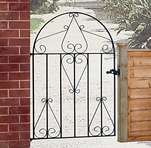 Classic Scroll Low Bow Top Metal Garden Gate Galvanised Wrought Iron Style Swing Gate (838mm Gap x 1181mm High CLBZP51)