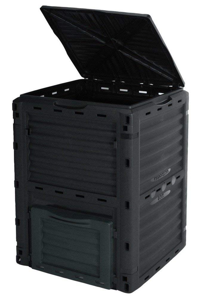 4smile 300 Litre Garden Composter Bin Composting Waste Box Recycling Eco Storage, Plastic, Black