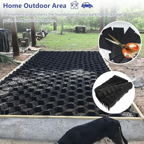 CNPRAZ Ground Grid Polyethylene, Pea Gravel Sand Soil Stabilizer for Outdoor Steep Driveway Slope Area, Permeable Paving Mesh Grid Easy Installation(1x5 m/3.3x16.5 ft)