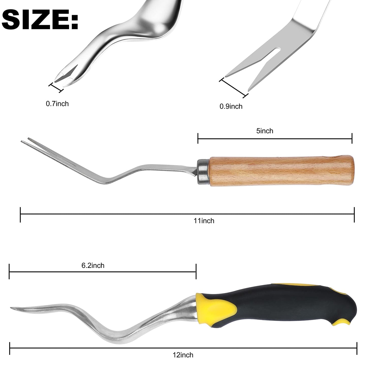 Garden Weeder Hand Weeding Tool Weed Removal Stainless Steel Handle Weed Deep Digger Grass Lawn Trimming Remover Fork Puller for Weeds Eradicate