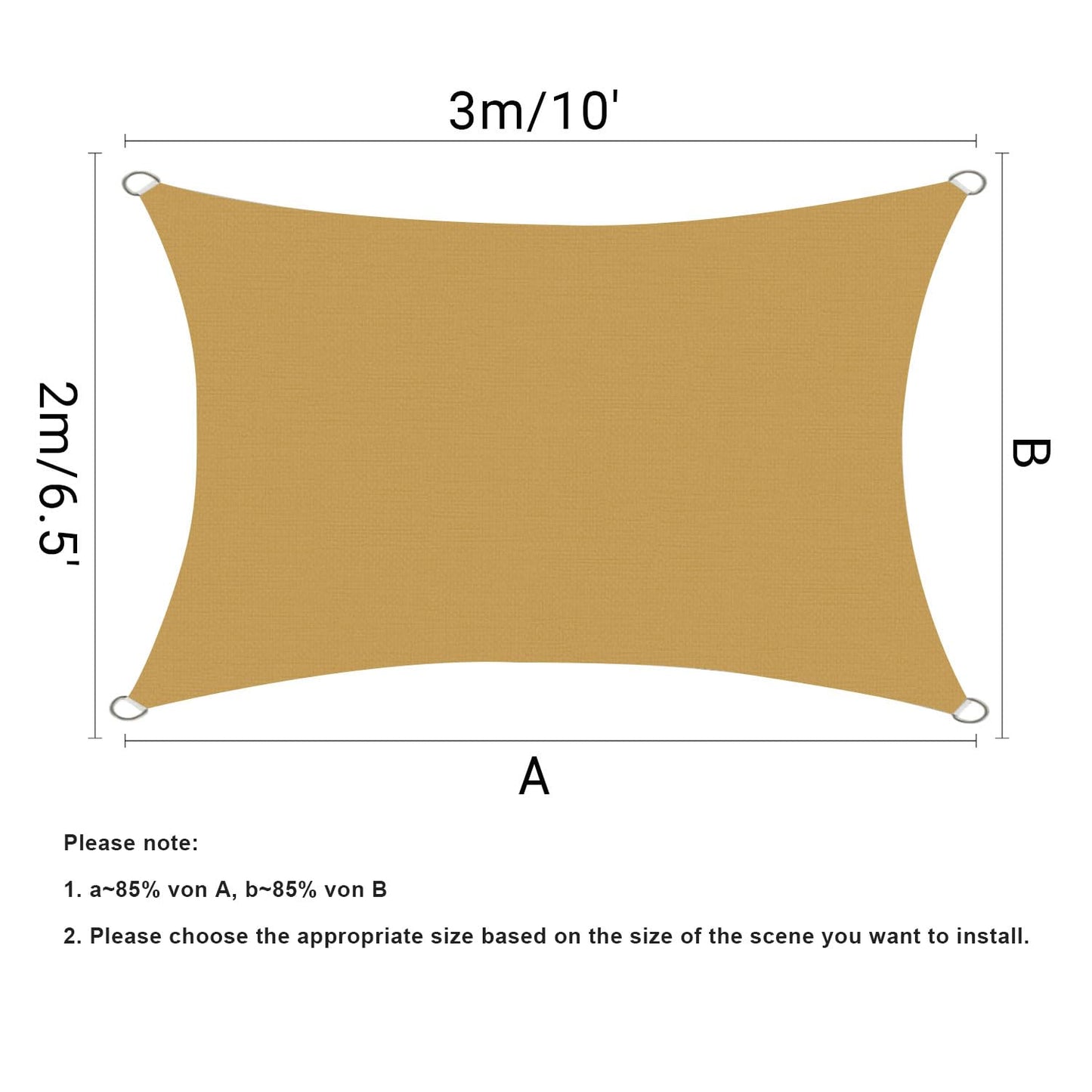 HOMPER 2x3 Sun Shade Sail Waterproof Rectangle(Sand), 95% UV Block Garden Sunscreen Awning Canopy with Free Rope, Breathable Patio Sail pergola for Outdoor Party