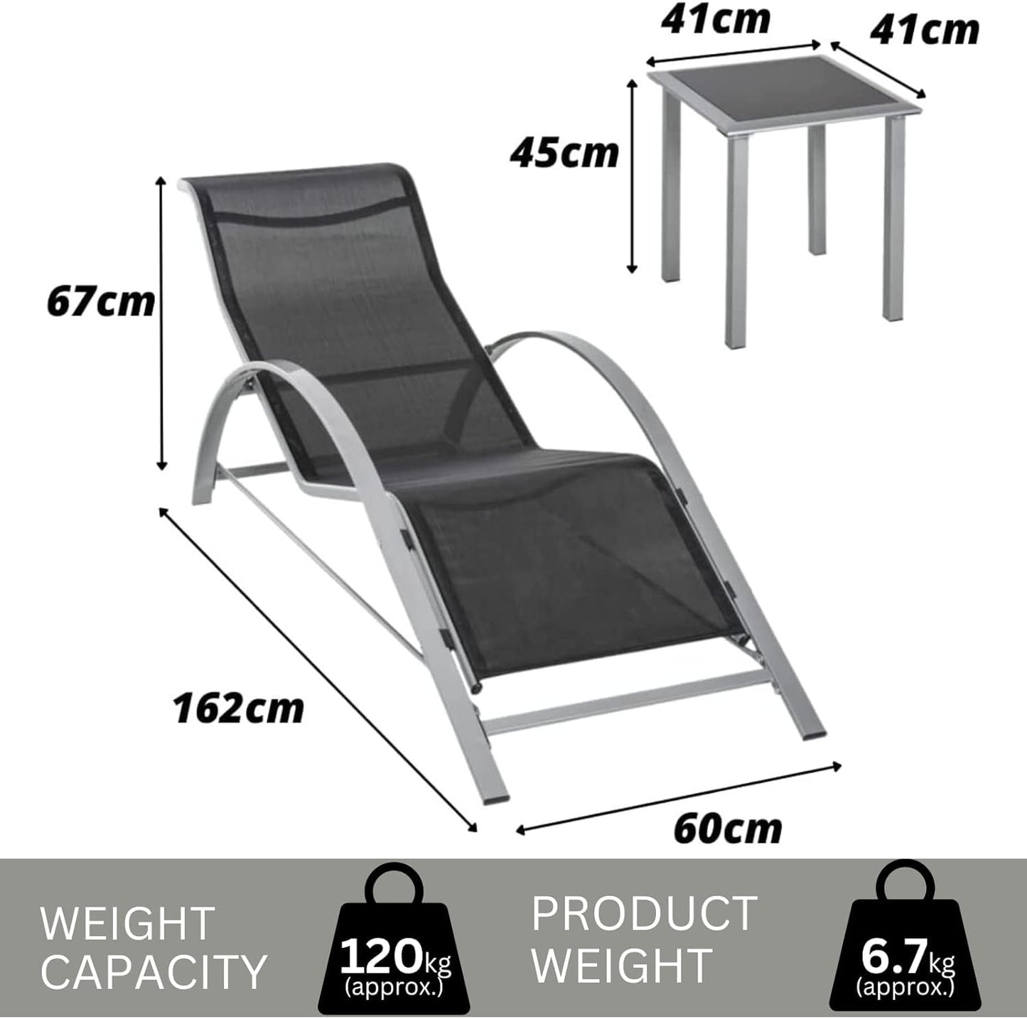 Garden Mile 2 X Garden Sun Lounger Strong Steel Gravity Chair Tanning Bed Garden furniture Sunlounger Patio Outdoor Waterproof (Sun Lounger Set)