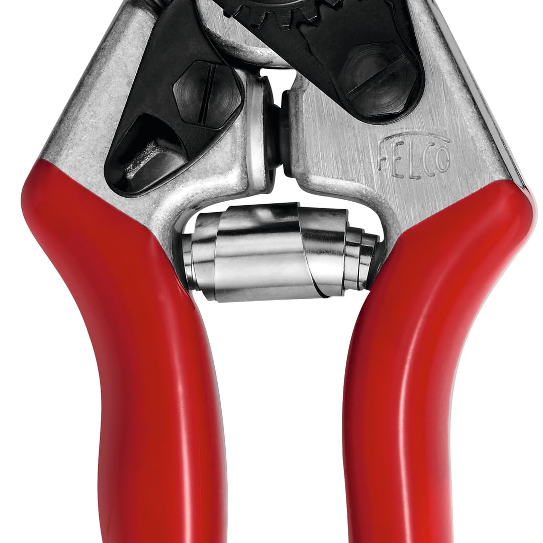 FELCO 2 Pruning Shears – 25 mm Cutting Diameter, for Large Hands, 215 mm Length, with Sap Groove, Ergonomic Handles, Red