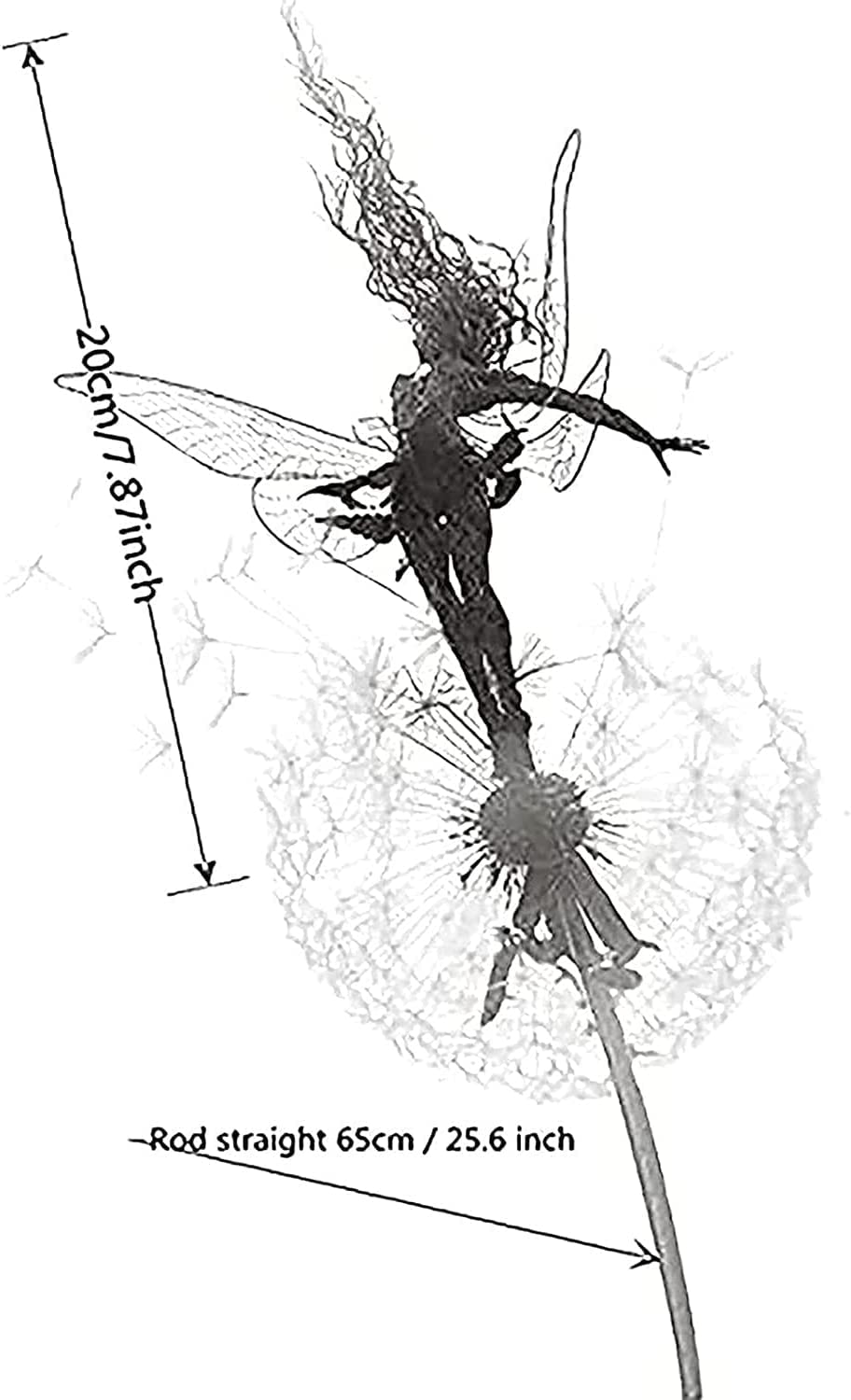 Fairies Dandelions Garden Art Sculpture Dance Yard Decorations Stainless Steel Garden Fairy Ornaments Garden Dandelion for Outdoor Decoration Metal