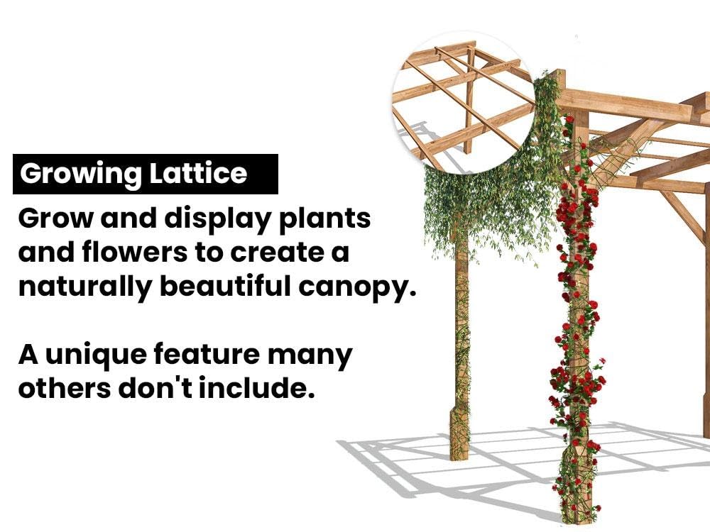 Dunster House Wooden Pergola 6 x 3 Metres Garden Plant Frame Kit Utopia