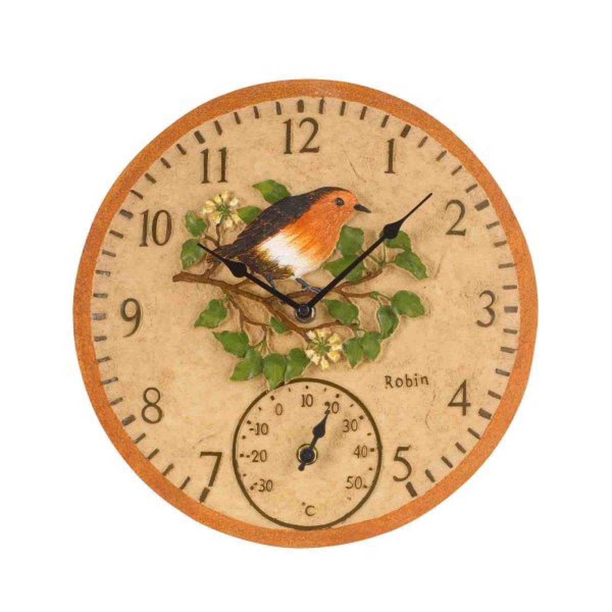Smart Garden 5064002 Outside In Robin Wall Clock & Thermometer 12"
