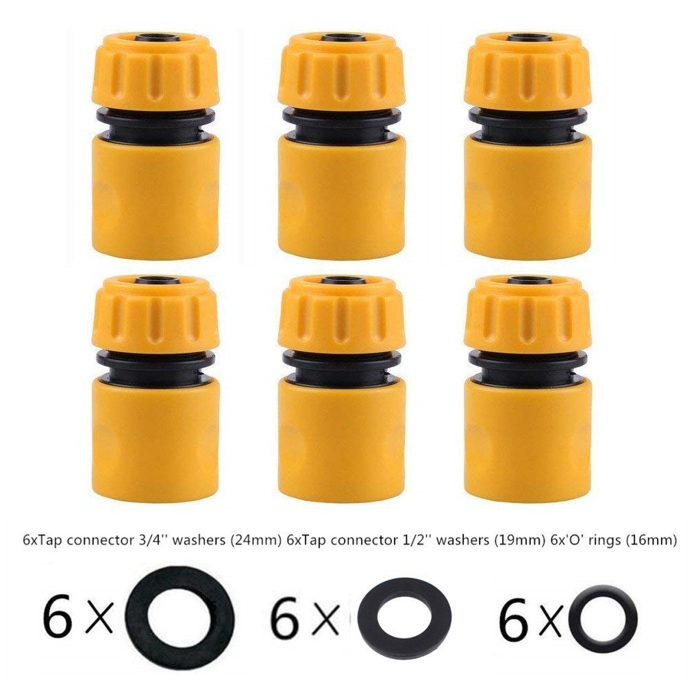 TOPWAYS 6 pack Hose End Quick Connect fitting 1/2" Hose Pipe Quick Connector