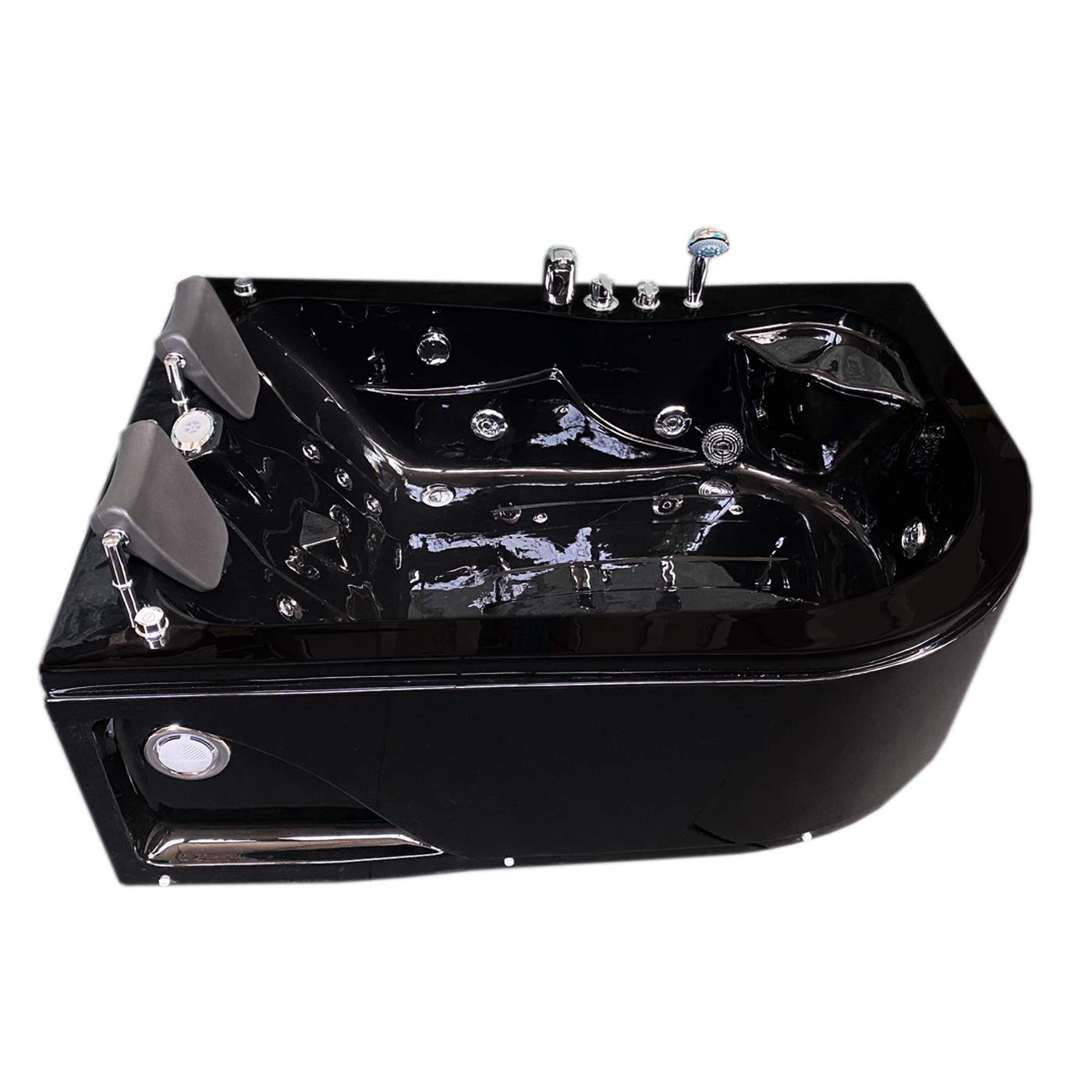 Whirlpool Bath TUB SPA Corner Bathtub 2 Persons HOT TUB 150x150cm Black Havana
