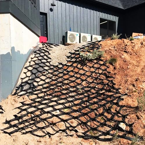 Black Polyethylene Geogrid for Gravel Driveway Patio Paver Base 2 Inch Geo Grids for Garden Playgrounds Park Permeable Paving Stabilizer 600cmx700cm (19.6ftx23ft)