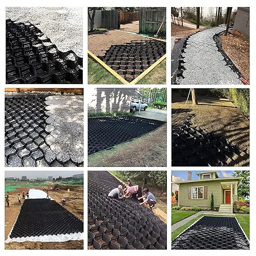 Horse Paddock Mud Control Grid, Outdoor Ground Grids Patterns for Gravel Walkways Driveway Landscaping, Honeycomb Permeable Paving Stabilizer(19.7ftx29.5ft(6mx9m))