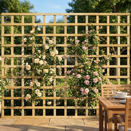 6ft x 5ft Square Flat Top Wooden Garden Trellis Panel