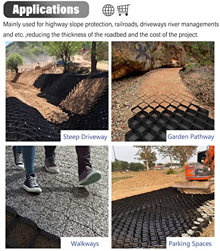 2" Gravel Stabilizer Grid for Outdoor Patio Yard Pool Side Driveway Permeable Paving Grids for Pea Gravel Sands Stones Pebbles Steep Slope Support