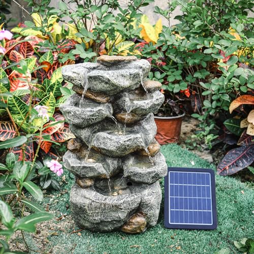 Warmiehomy 5-Tier Solar Water Feature with LED, 49cm