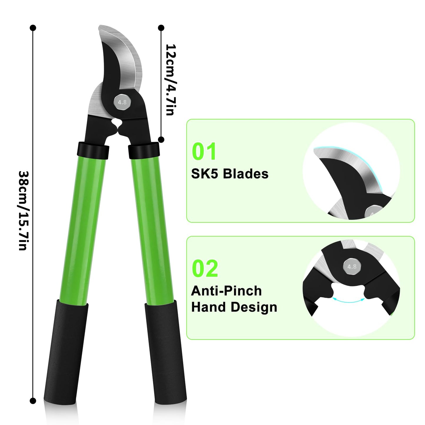 Chilymes Bypass Loppers,Branch Lopper with Steel Blade,Effortless Garden Loppers Tree Trimmer Length 37cm,Branch Tree Lopper 30mm Cut Capacity