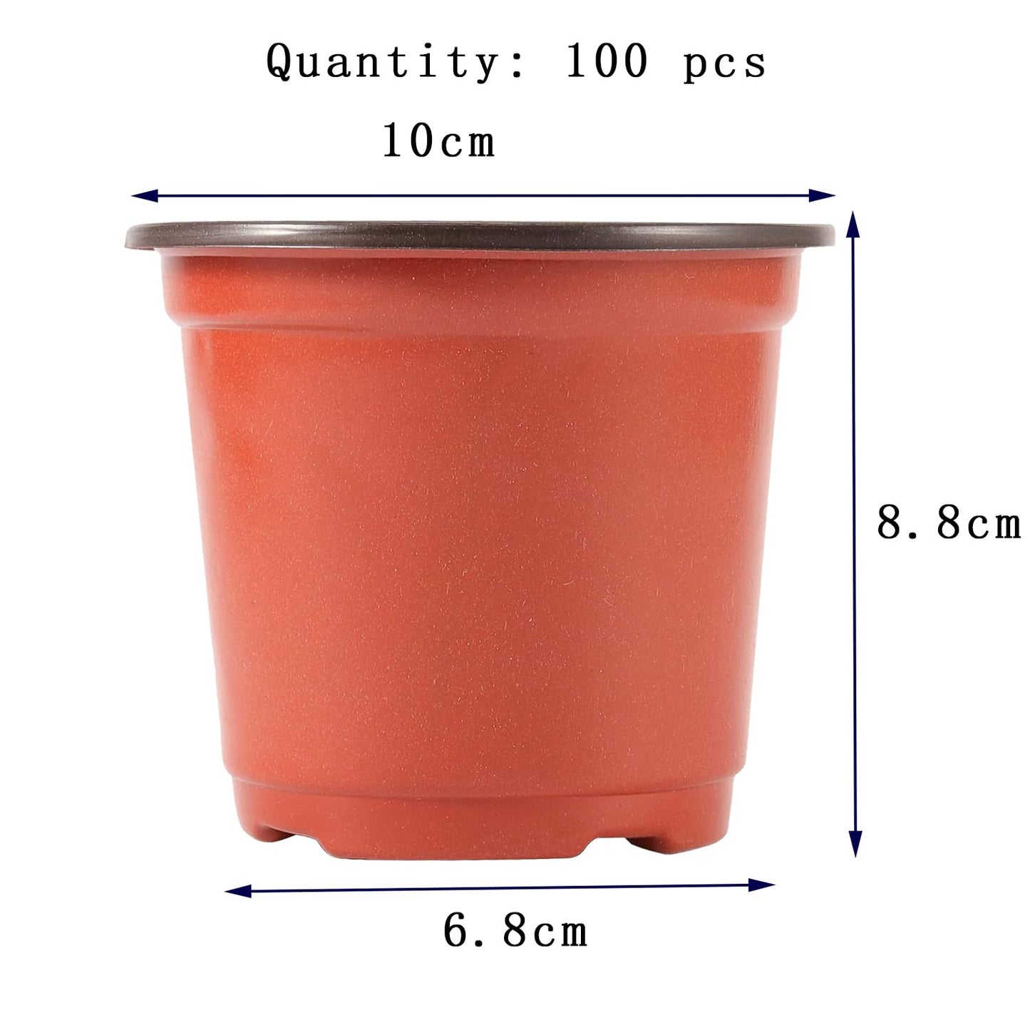 ASOENTIWOX 100Pcs Plastic Plant Pots, 10cm Planting Pots, Growing Nursery Pots, Garden Flower Plant Seed Starting Seedling Pots, Vegetables, Succulent, Herbaceous Plants