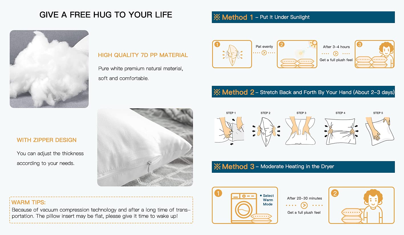 JOTOM Outdoor Cushion Inserts 45x45cm Waterproof Premium Cushion Inner Pads 18"x18" Pillow Filling Set of 4 Decorative Square Pillow Inserts Sofa Pillow Stuffer Patio Garden Blench Couch Bed Cushions