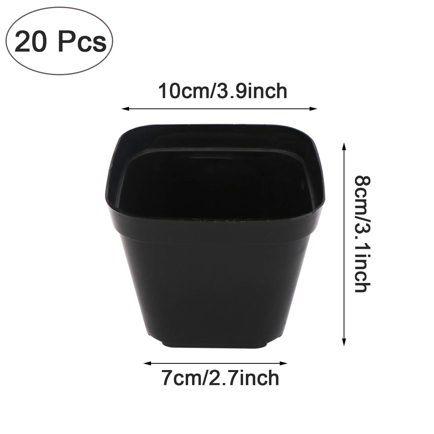 GGOUPTY Plastic Square Plant Pots 10 cm 25 Pcs Succulent Planter Nursery Pots for Flower Staring Seedling
