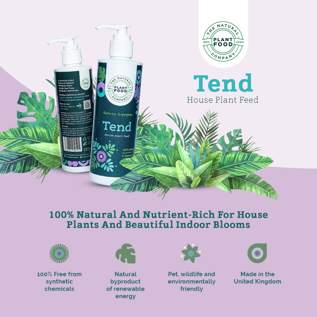 The Natural Plant Food Company | Tend House Plant Feed - 100% Natural Indoor Plant Food - With Essential Nutrients - Pet & Wildlife Friendly - Free from Peat & Synthetic Chemicals - 250ml