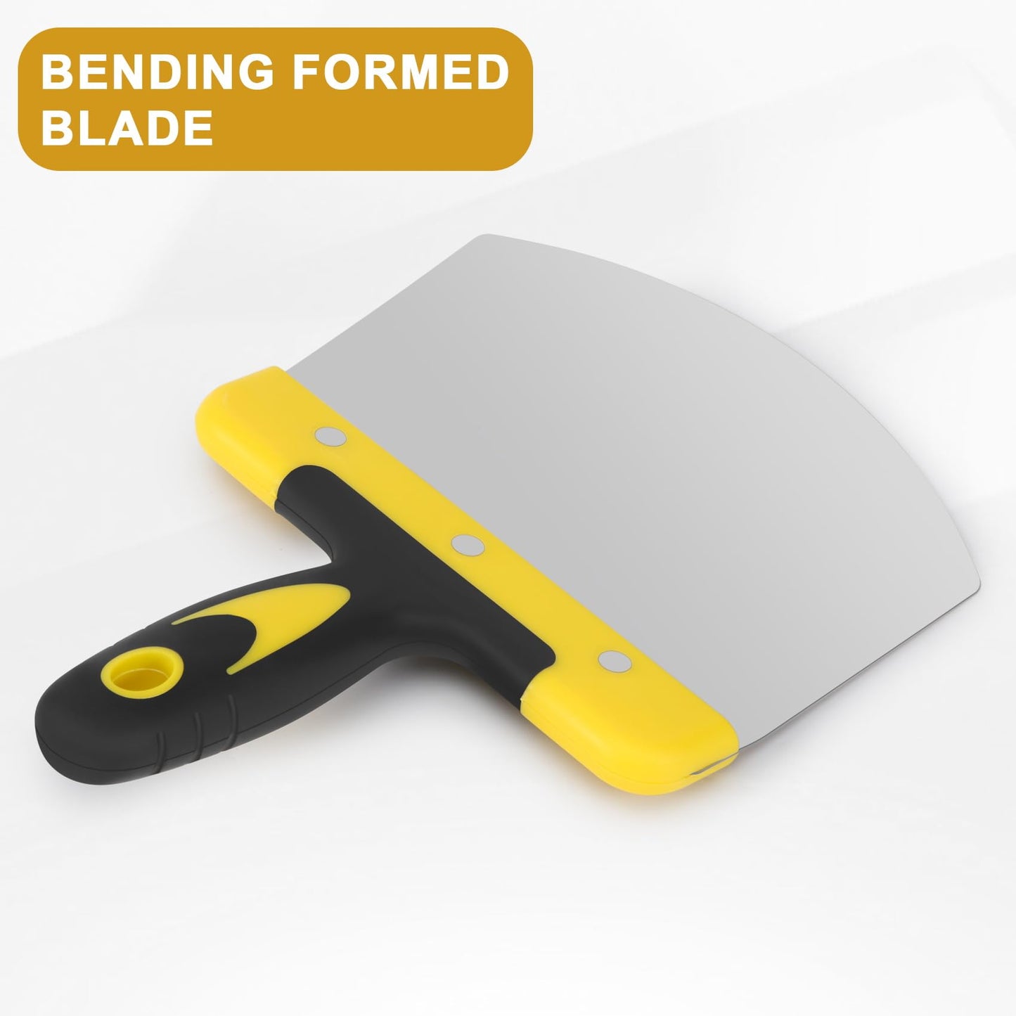 Ocnvlia Scrapers 2PCS Bucket Scoop for Drywall, Plaster Stainless Steel Bucket Scoop - 6.5 Inch Curved Contoured Blade for Paint, Mortar- Yellow