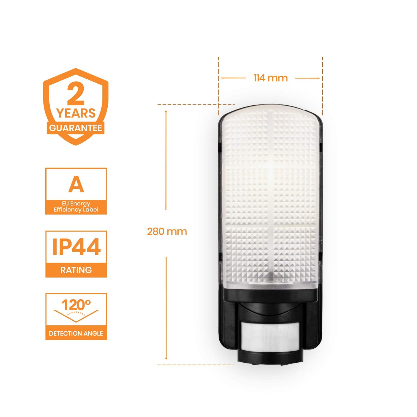 Motion Outdoor Lights Mains Powered - PIR Lights Outdoor - Bulkhead Wall Lights with Motion Sensor - IP44 Rated Security Lights - Black Finish - E27 LED Compatible