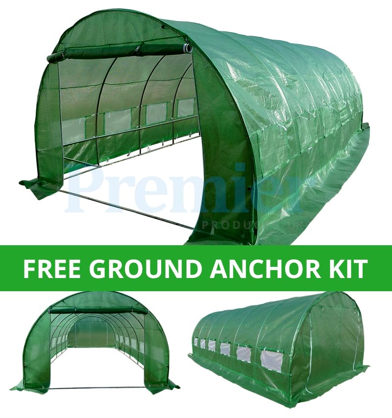 POLYTUNNEL 6M X 3M 6 SECTION GREENHOUSE FULLY GALVANISED STEEL FRAME POLY TUNNEL