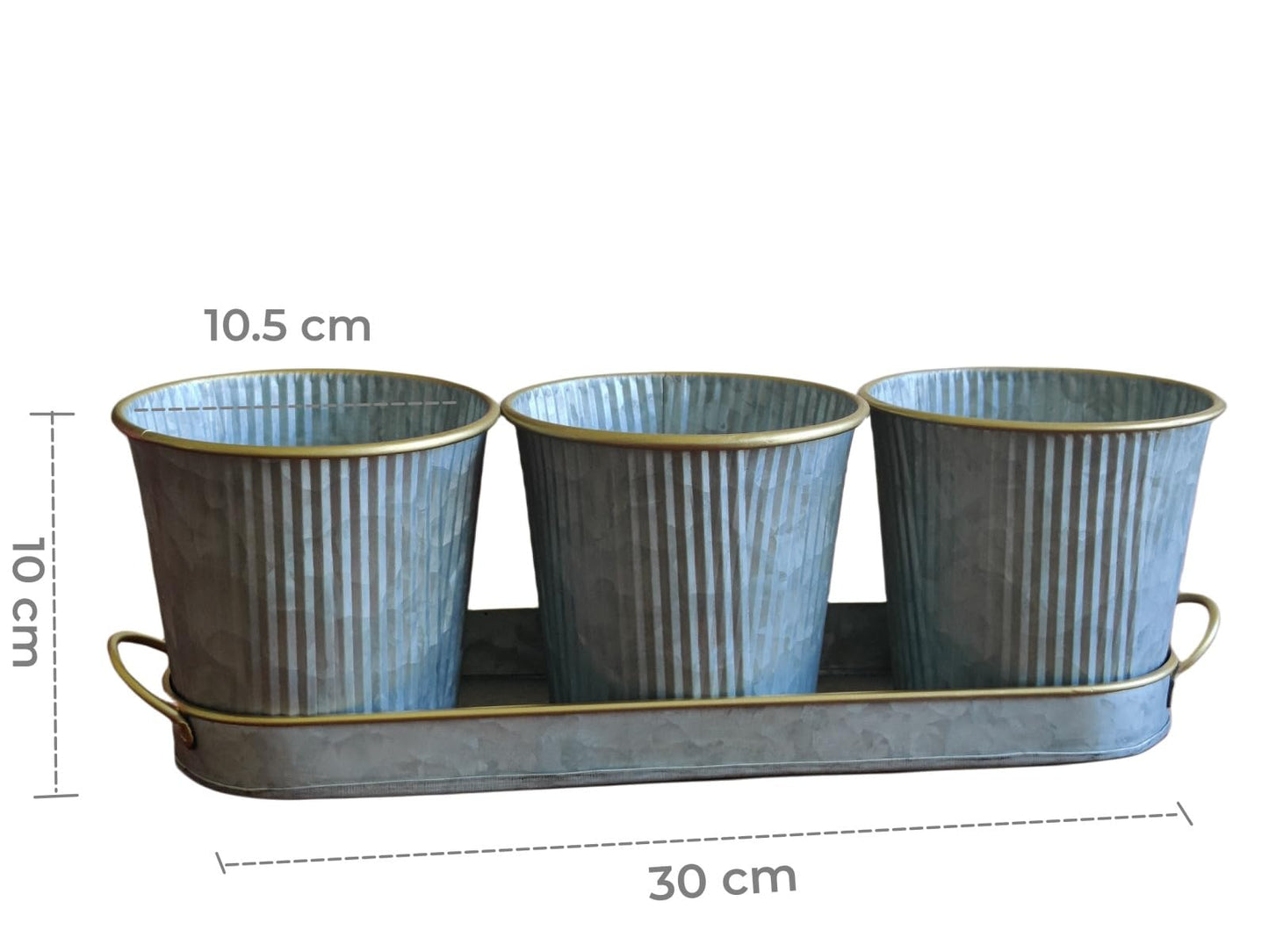 Dipamkar Set of 3 Galvanized Windowsill Herb Pots Metal Herb Planters Wth Saucer for Kitchen Window Indoor and Outdoor Use