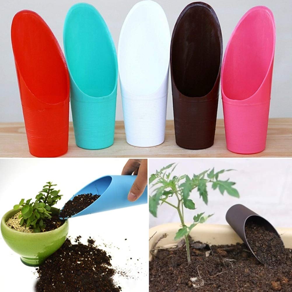 Brussels08 1Pc Plastic Bucket Shovel Soil Spade Garden Potted Succulent Plant Transplanting Shovel Spoon Mini Garden Plant Hand Tools Garden Soil Scoop Spoons Cultivation Digging Tool Random Color