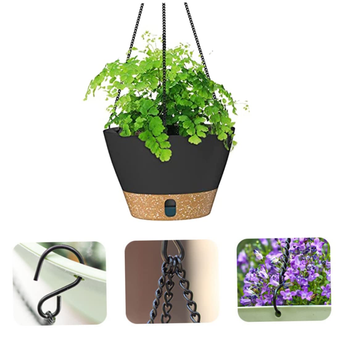 NOPEILVI Self Watering Hanging Planter, Self Watering Hanging Planter Basket Plastic Hanging Flower Pot For Home Garden Decor 2PCS