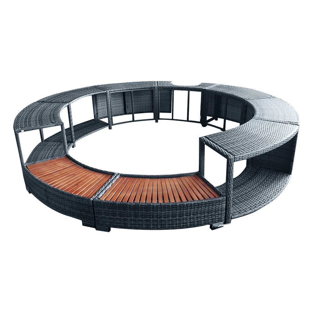 Panana Rattan Spa Surround Hot Tub Surround Swimming Pool Spa Accessory Wicker Weave Furniture Garden Shower Outdoor Patio Lawn Backyard (Mixed Grey)