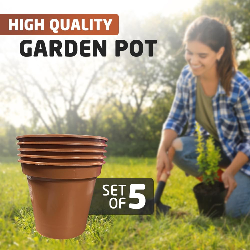 ACCURATE Garden Pot (Set of 5) Ideal for cultivation of cuttings or pricking out-Terracotta COLOUR- Size (5 inch/12.7 cm) (1)