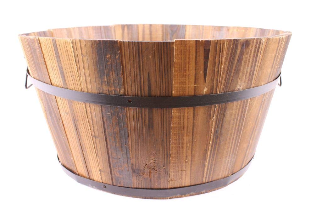 Gardening Naturally Rustic Burnt Wood Barrel Different (Large)