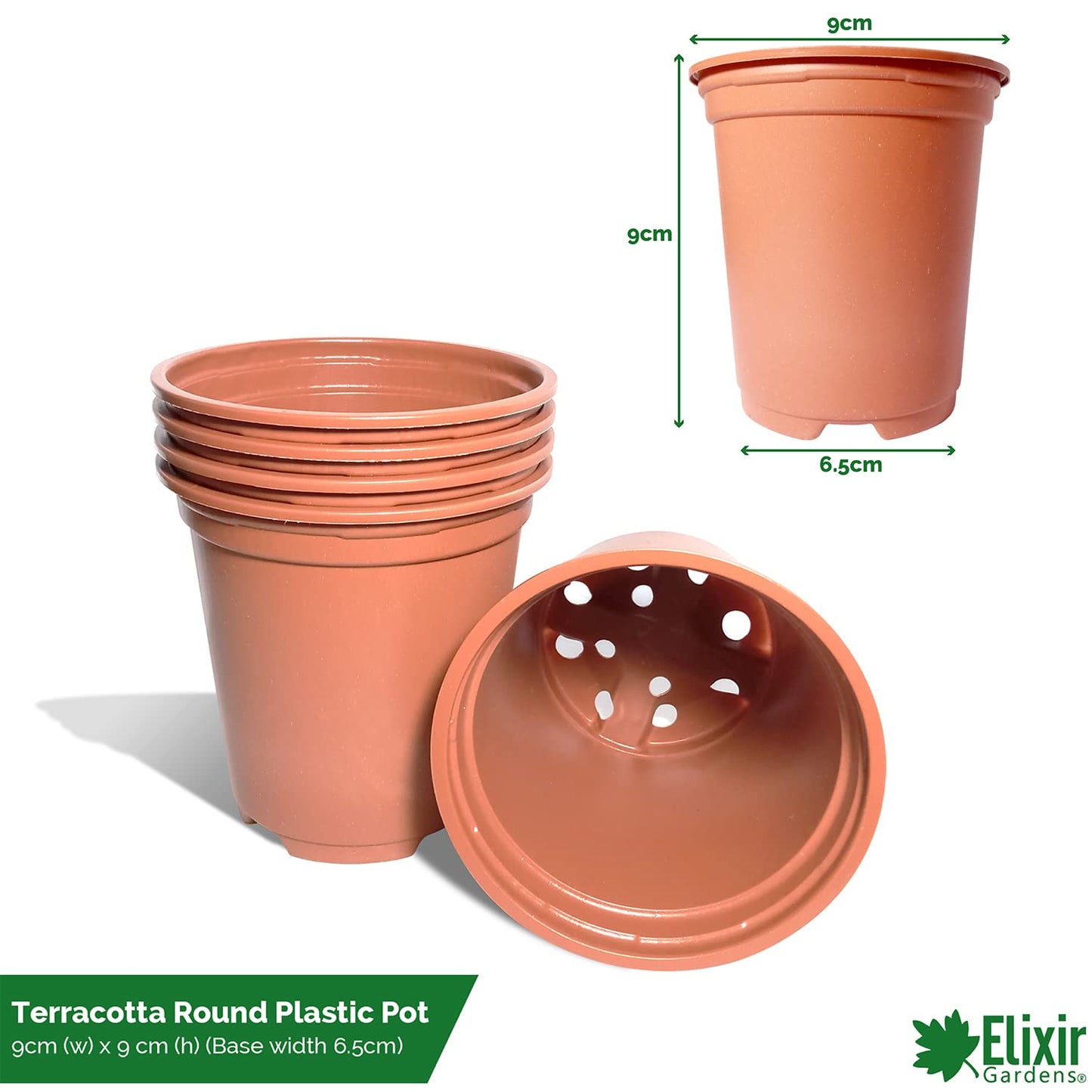 Elixir Gardens 9cm Thermoformed Seed Starting Seedling Terracotta Recycled Plastic Plant Pot/Flower Pots x 100…