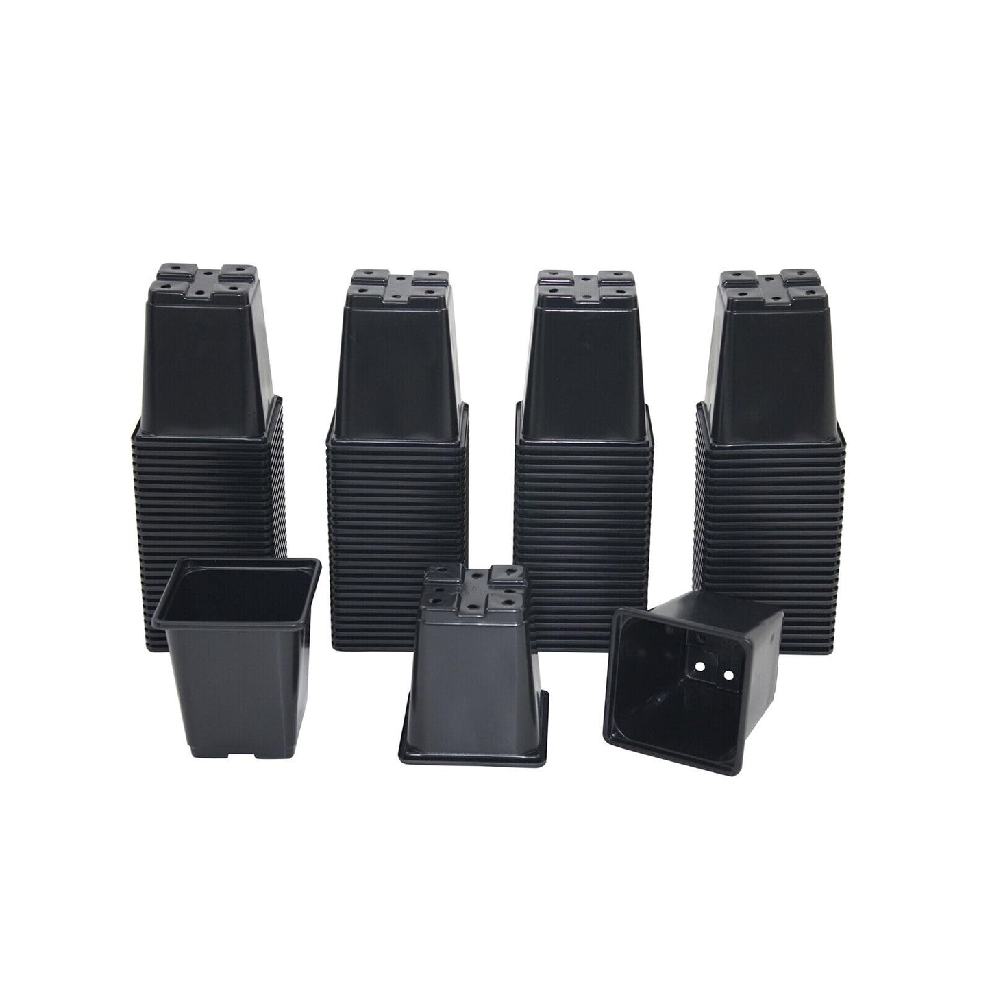 Oakland Gardens Premium Square Plastic Plant Hydroponic Pots - 9cm Plant Pots | Pack of 100