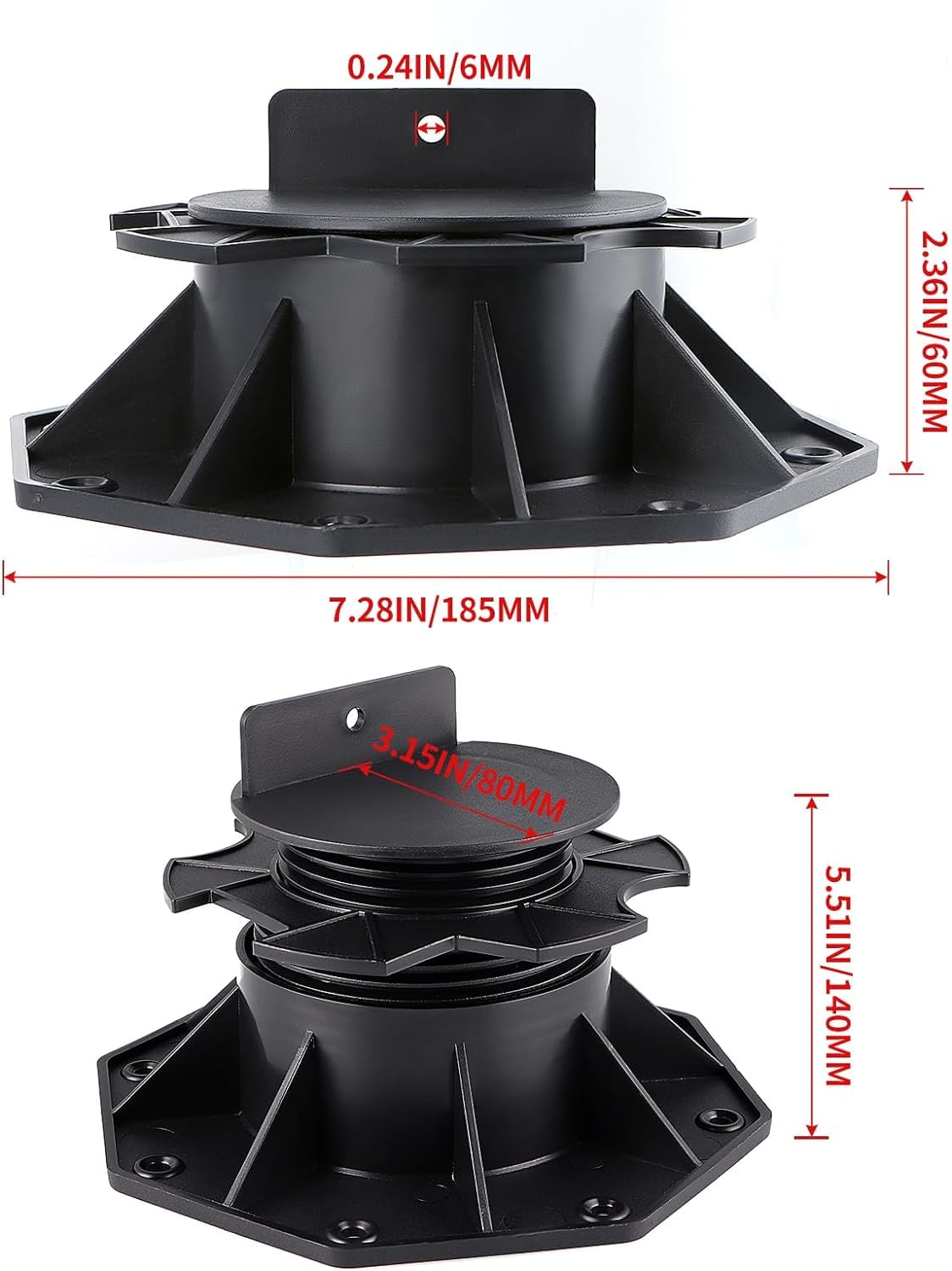 Ceta Adjustable Decking Pedestal, Pack of 30, 60mm-135mm, Shed Base, Riser Bearing Support, Shed Support, Feet Suitable for DIY Projects, Deck Levelling, Shed Levelling
