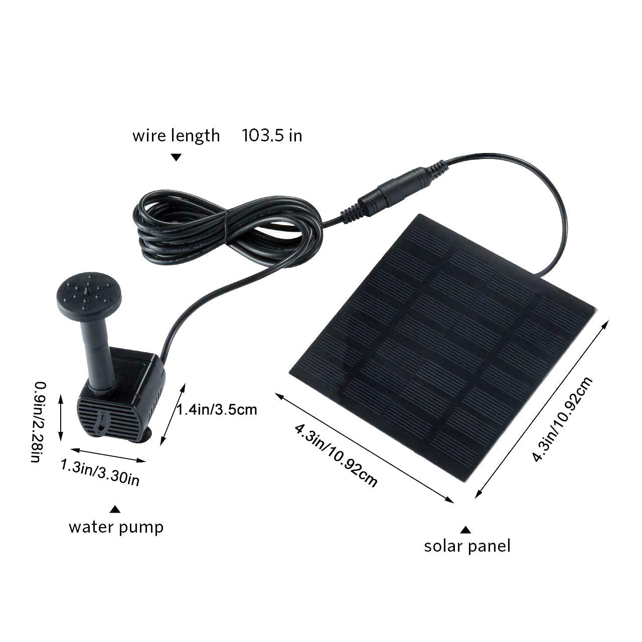 Solar Fountain - Panel Water Pump for Bird Bath Solar Panel Kit Outdoor Fountain for Outdoor Small Pond, Patio Garden and Fish Tank