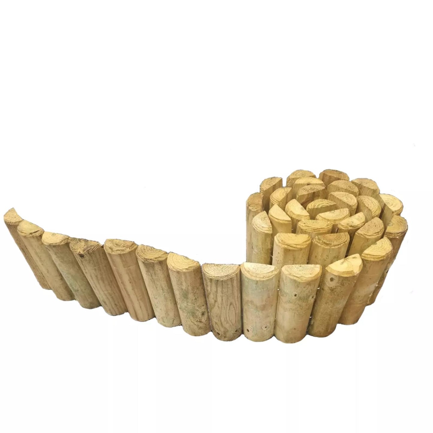 Natural Wooden Border Edging Roll Flexible Garden Fence, 1.0m x 15cm (pack of 5)