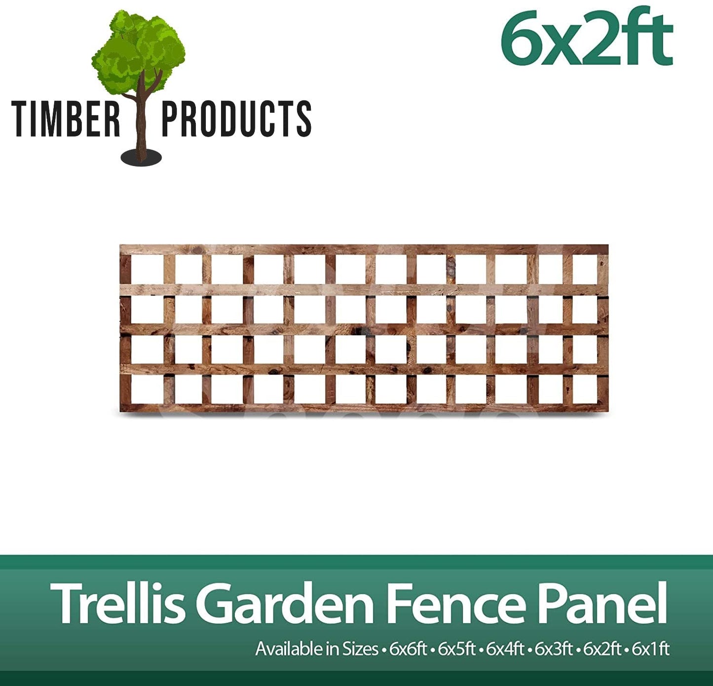 Timber Products 6x2 Wooden Square Trellis Fence Panels (1.83m x 0.60m) 6ft x 2ft Lattice Trellis