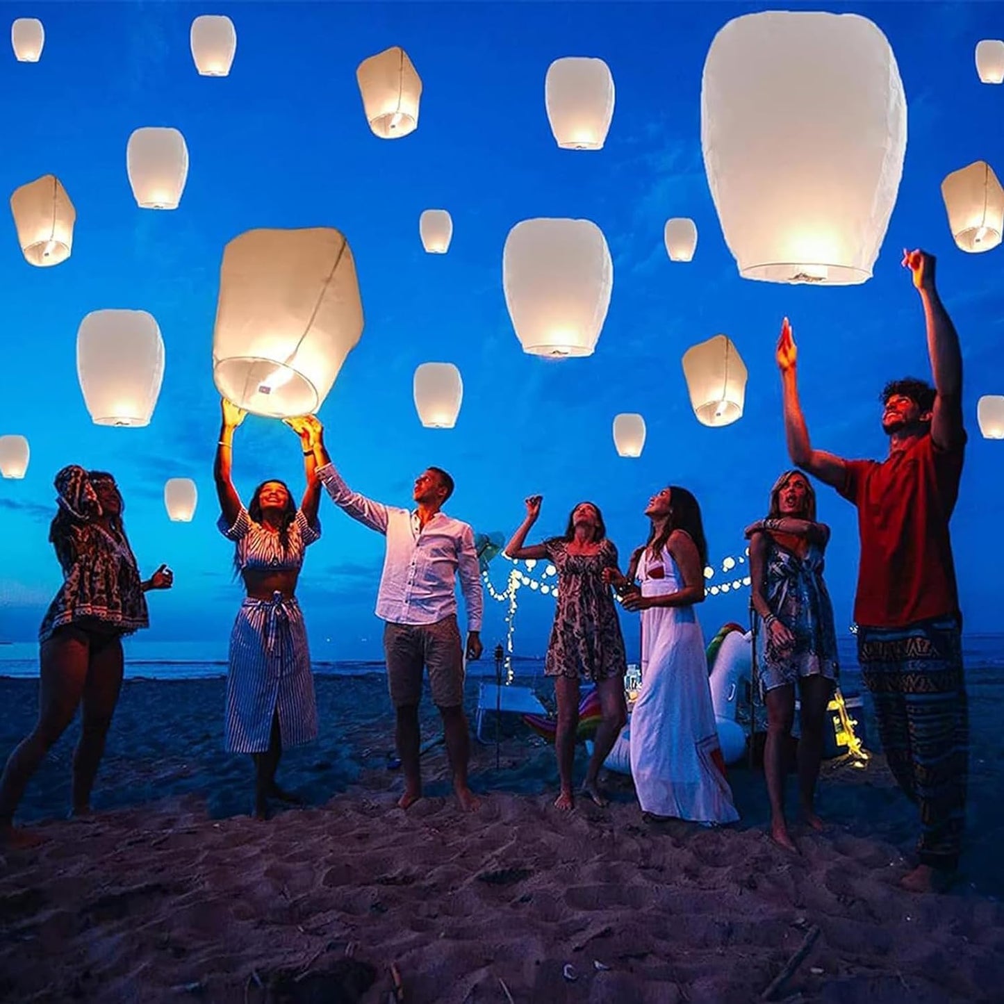 Sky Chinese Lanterns 10Pack Sky to Release in Memory Love Color Large Memorial Paper Lanterns Birthday Wedding Funeral Christmas to Make Wishes (White)