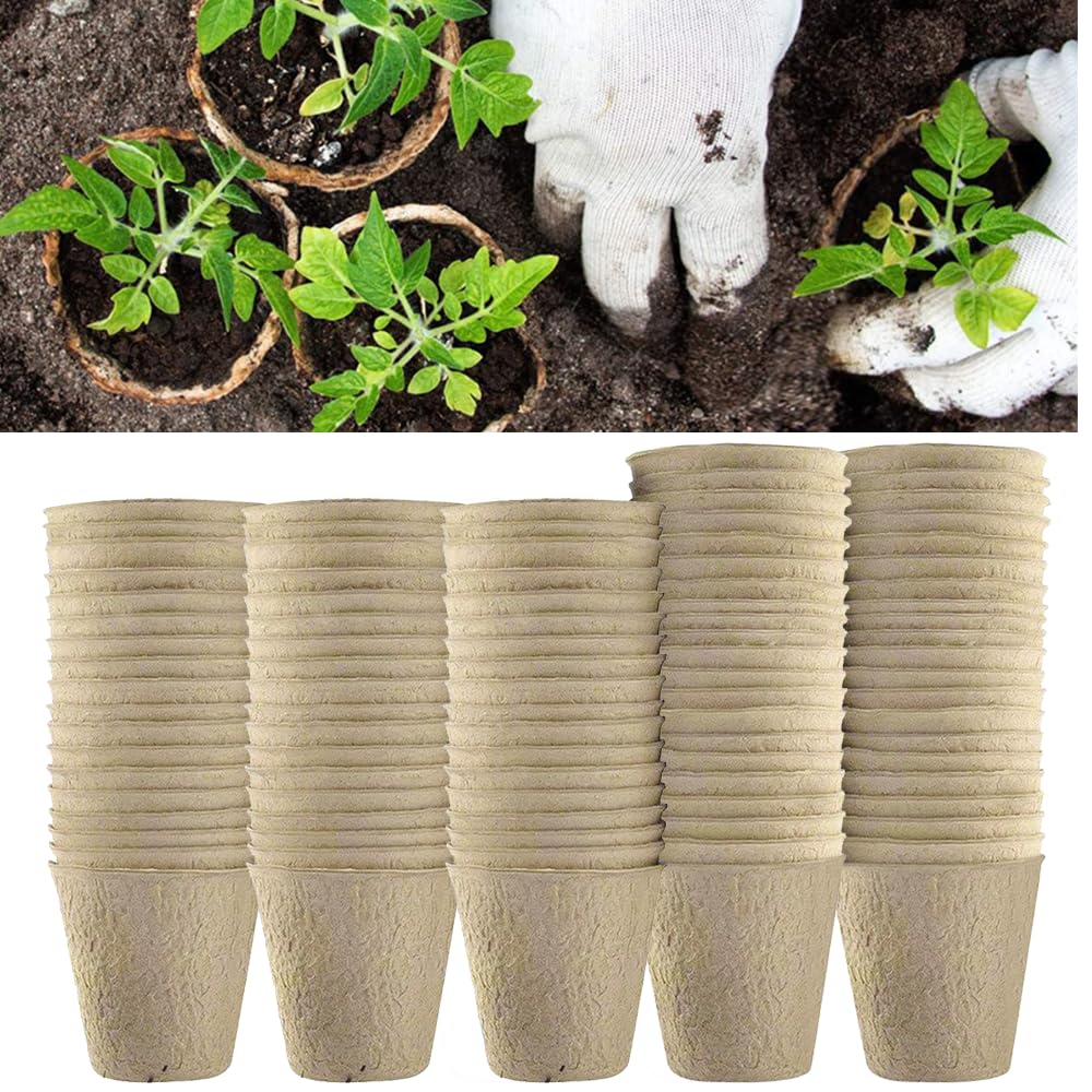 Ram® 96 Piece Biodegradable Organic Fibre Seed Growing Pots, Seedling Pots For Cultivation, Compostable Plant Pots, GreenHouse Biodegradable Plants Pots