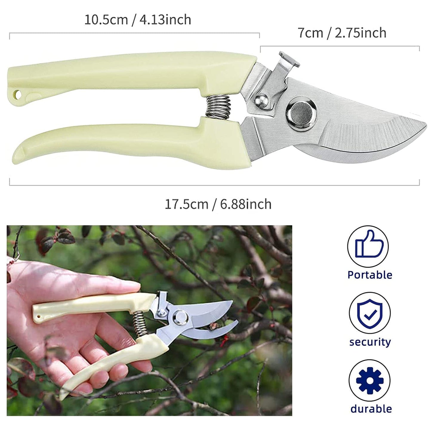 Garden Pruning Garden Secateurs Hand Pruners Pruning Shears for Branches, Flowers,Fruits Picking, Trimming Plants, Bonsai (Plastic)