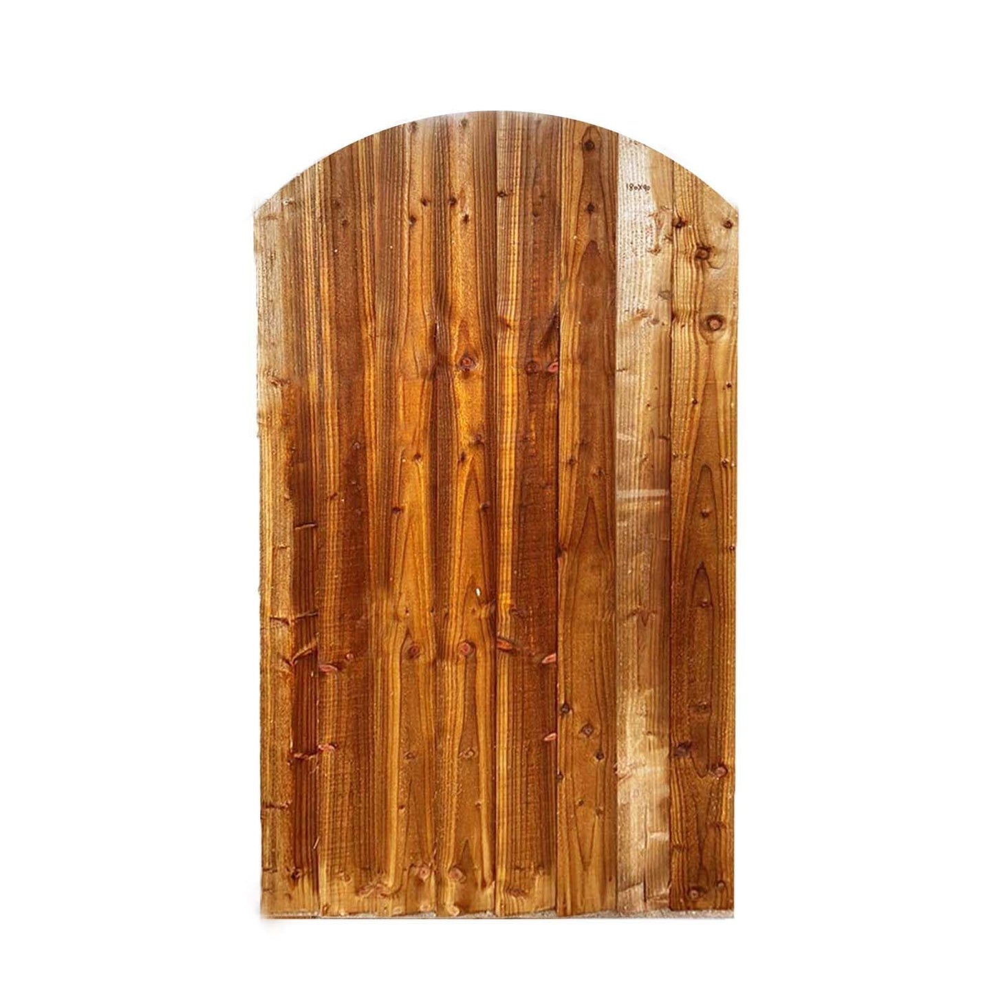 BEDS PLANET Feather Edge Dome Flat Top Gate, Wooden Pressure Treated, Semi-Braced Strong Garden Gate, Timber Gate for Garden (180cm High x 90cm Wide x 6cm Deep)