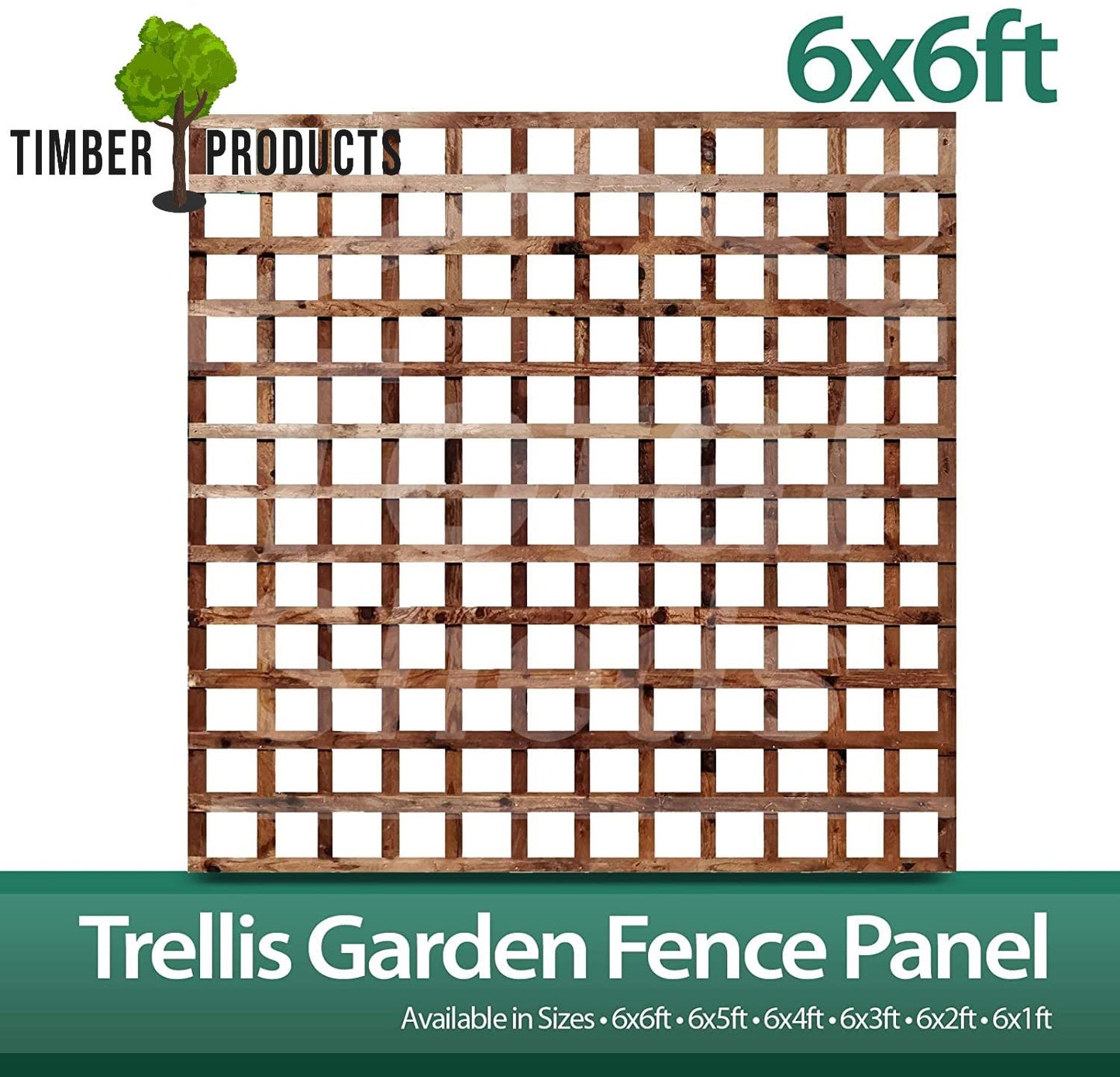 Timber Products (PACK OF 10) 6x6 Wooden Square Trellis Fence Panels (1.83m x 1.83m) 6ft x 6ft Lattice Trellis (6x6 trellis)