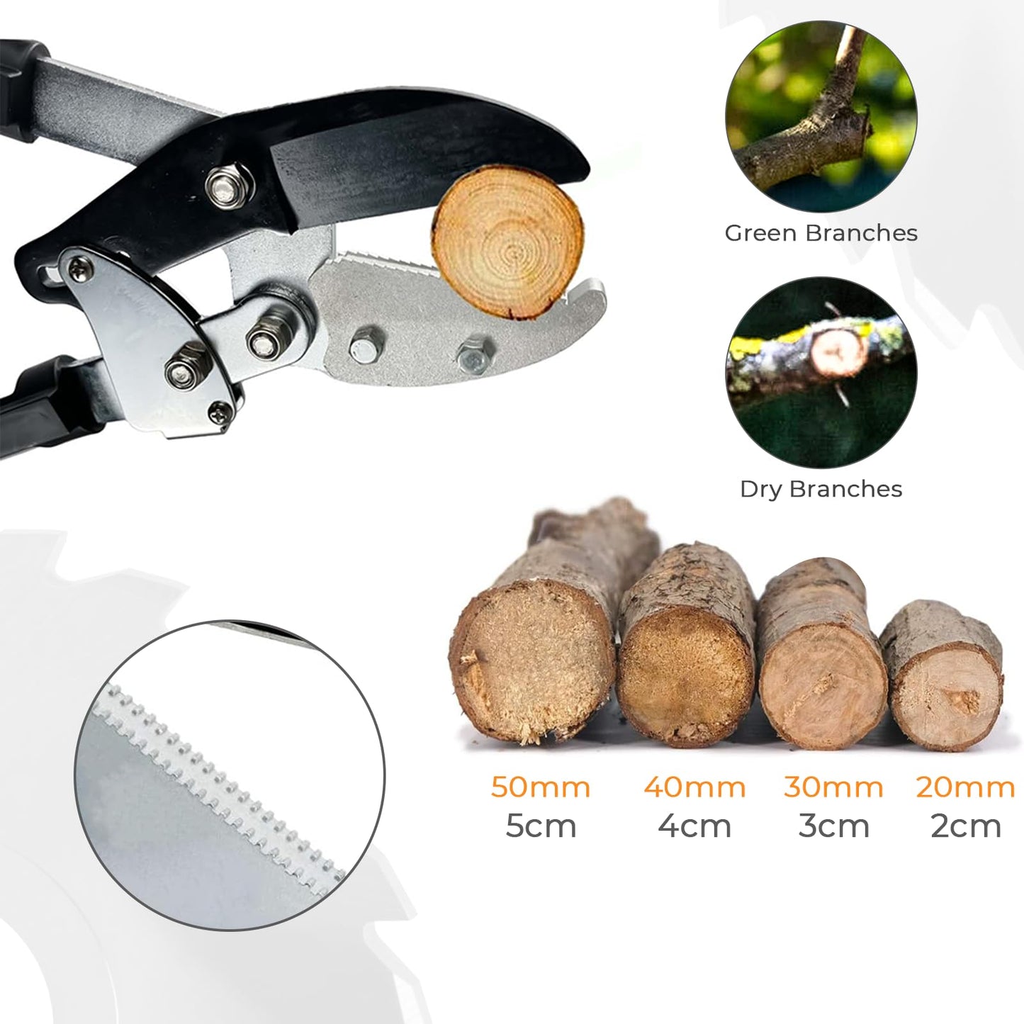 Crystals Telescopic Ratchet Anvil Lopper – Tree Lopper for Gardening Heavy Duty – Hand Loppers Extendable from 28 to 35 Inches – Sharprazor C50 Blade - Green