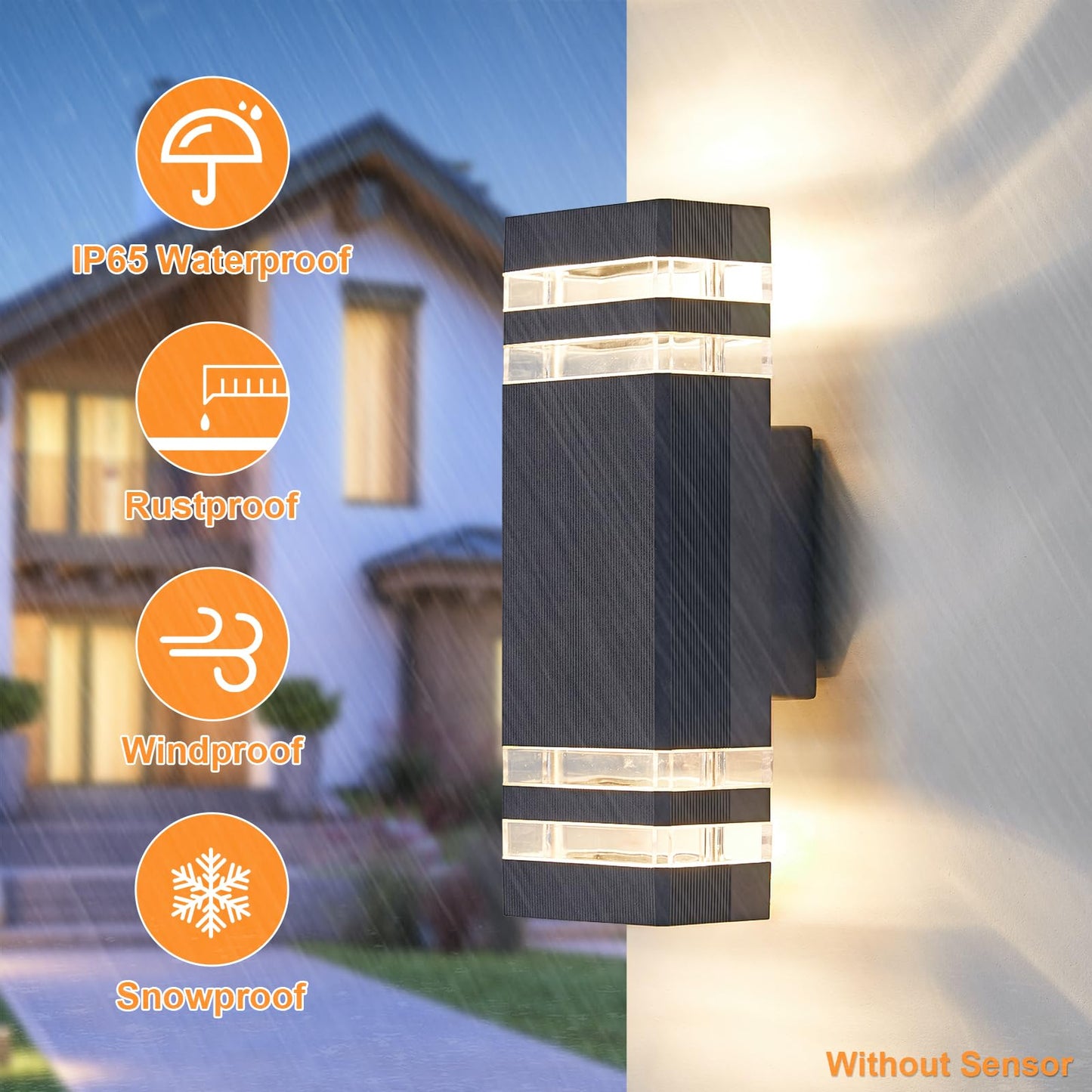 CELAVY Outdoor Wall Lights Mains Powered Outside Up Down Lights, IP65 Waterproof LED Porch Front Door Light, Square GU10 External Modern Lighting Exterior Sconce Lamp for House, Anthracite Grey