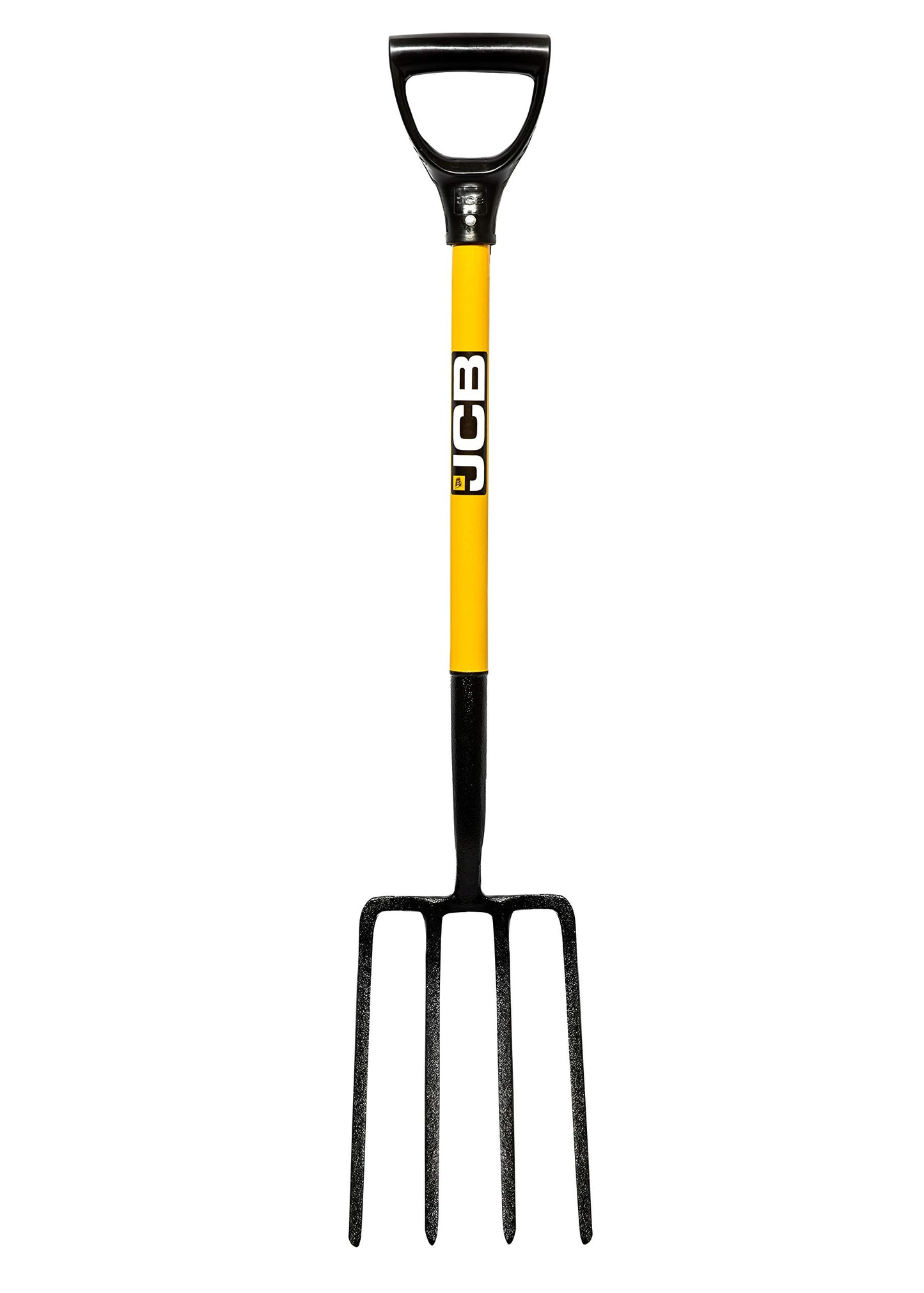 JCB 4 Prong Professional Garden Fork, 195 x 290mm Blade, Garden Digging Fork, Professional Metal Long Handle Heavy Duty Gardening Tool, Lifetime Warranty