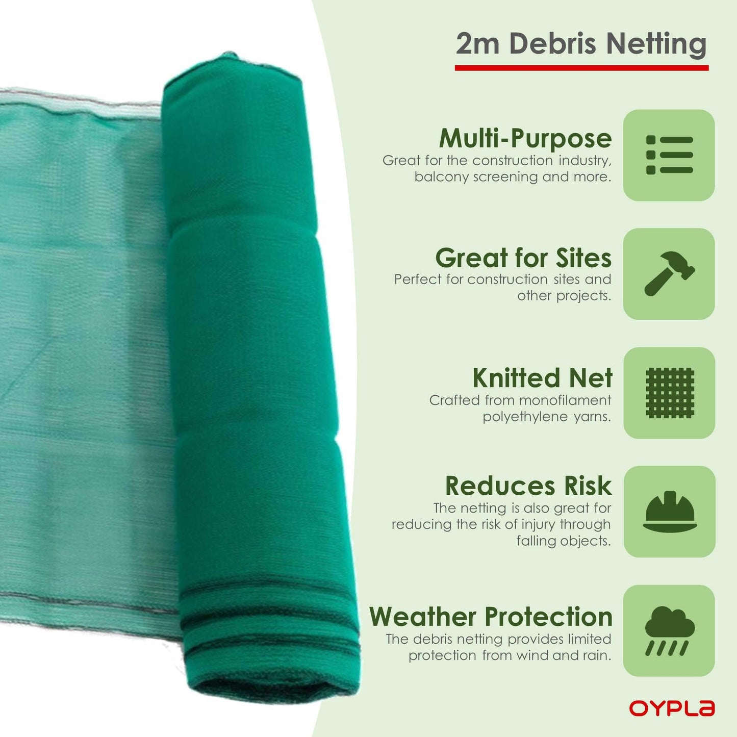 Oypla Safenet Green Shade Debris Scaffold Netting 2m x 50m