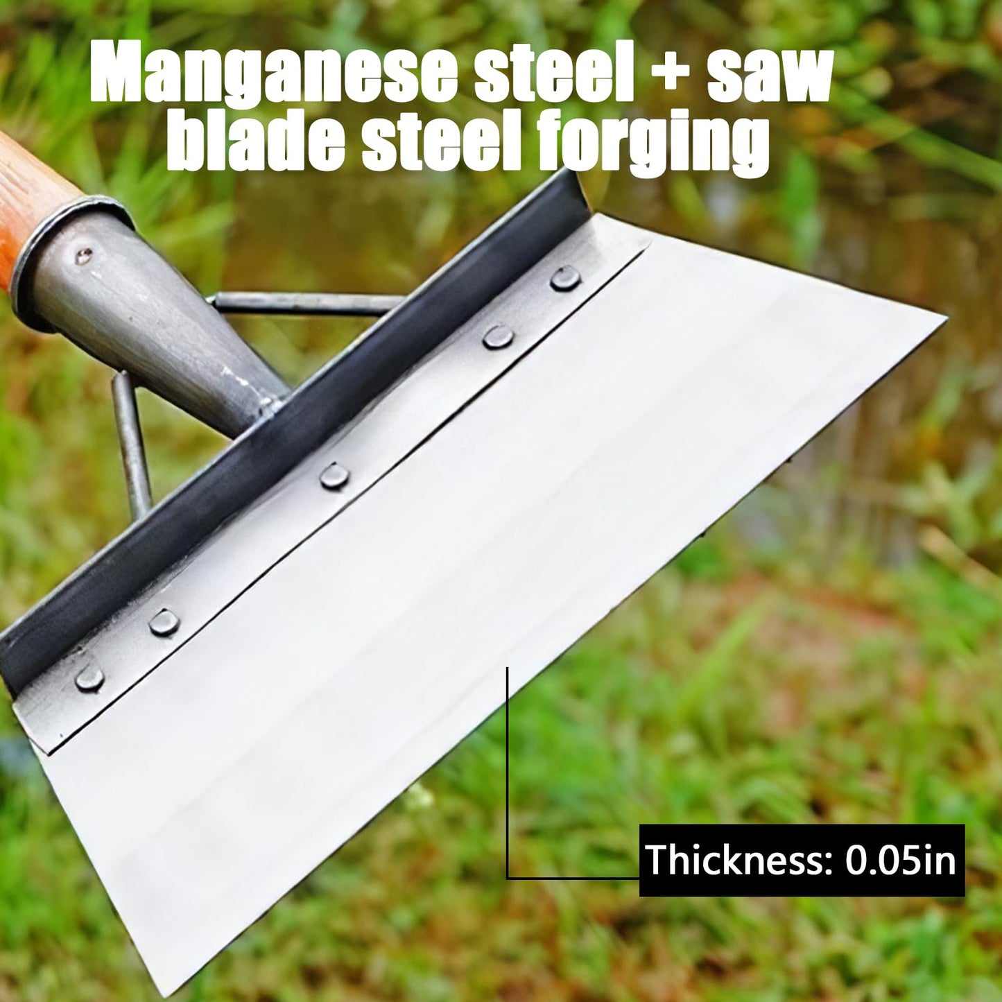 Garden Shovel, 25CM Multifunctional Stainless Steel Garden Cleaning Shovel with Gloves, Not Included Handle, Outdoor Gardening Shovel for Farm Garden Patio Weed Snow Cleaning