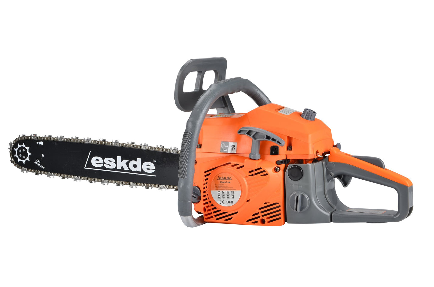 eSkde 58cc Petrol Chainsaw with 20" Bar and 2 Chains - Storage Bag, Tool Kit, Fuel Mixing Bottle, Bar Cover All Included. Powerful 3.4HP 2-Stroke Engine Suitable for Chopping logs and Cutting Trees.